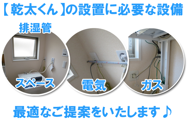 ガス衣類乾燥機の設置に必要な設備