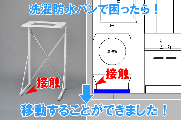 洗濯防水パンを移動することでガス衣類乾燥機を設置できます。